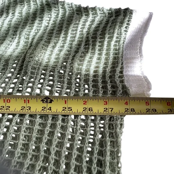 Open Crochet Oversized Peace Sign Shirt Women's Green Knit Top New w/ Tags Sz L - Picture 7 of 16